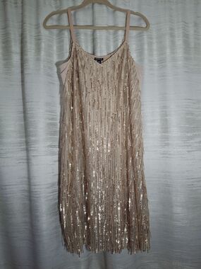 torrid Nude Sequin Fringe Mini Dress